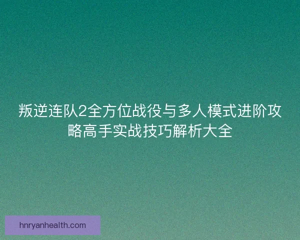 叛逆连队2全方位战役与多人模式进阶攻略高手实战技巧解析大全